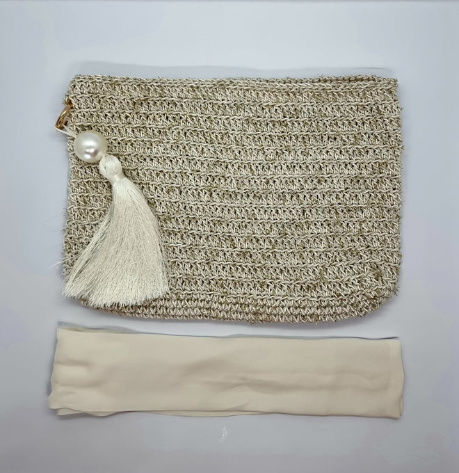 Clutch Bag - Pearl White With Glitter