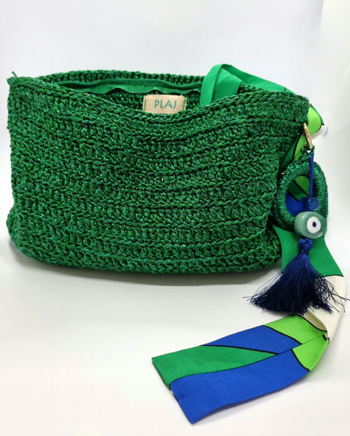 Clutch Bag - Green with Glitter