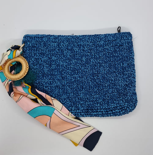 Clutch Bag - Dark Blue with Glitter