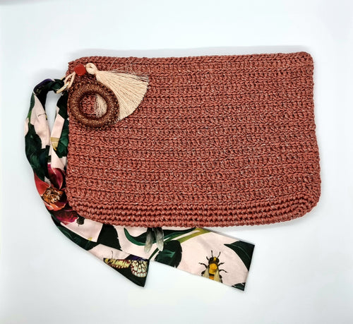 Clutch Bag - Indian Red with Glitter