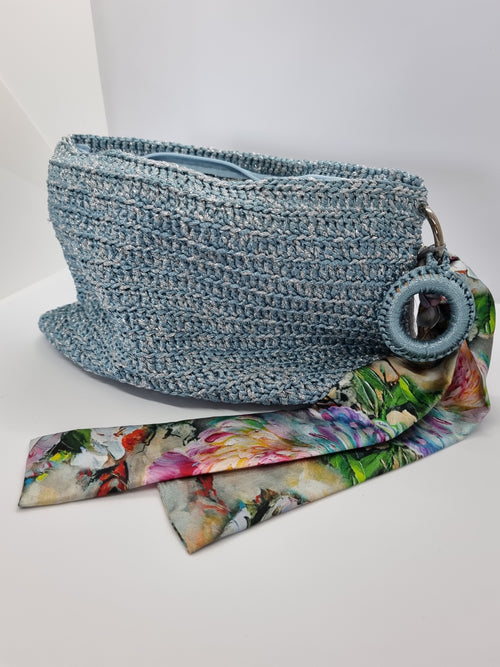 Clutch Bag - Blue with Grey Glitter