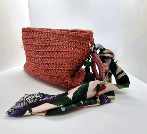 Clutch Bag - Indian Red with Glitter