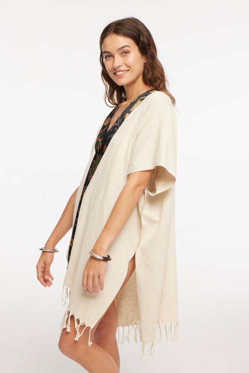 Elegant Kaftan Robe With Silk Bordure - Sun Surf