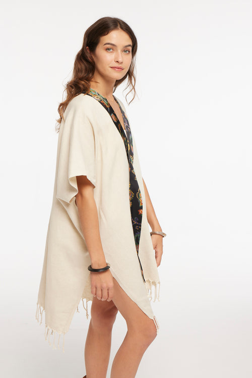 Elegant Kaftan Robe With Silk Bordure - Sun Surf