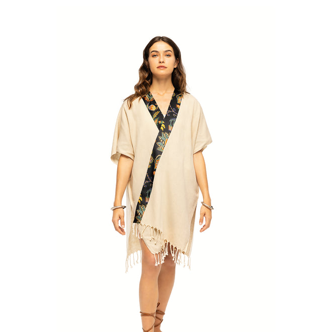 Elegant Kaftan Robe With Silk Bordure - Sun Surf