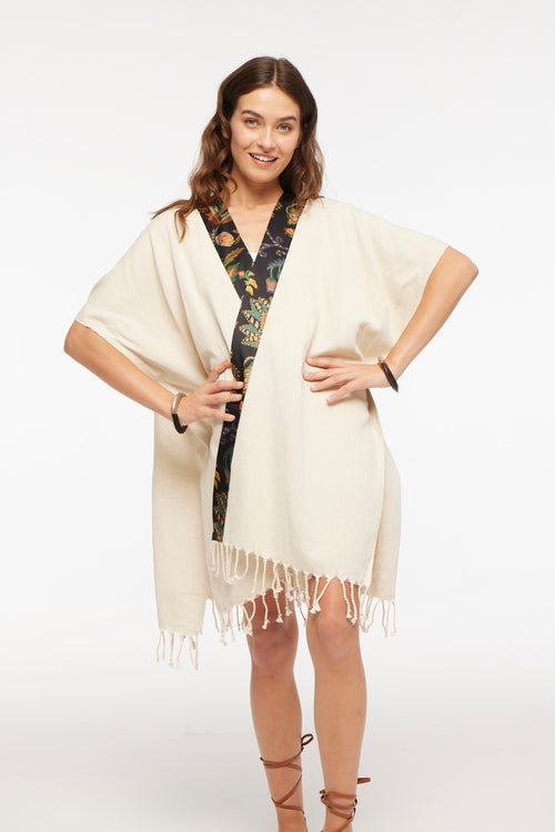 Elegant Kaftan Robe With Silk Bordure - Sun Surf