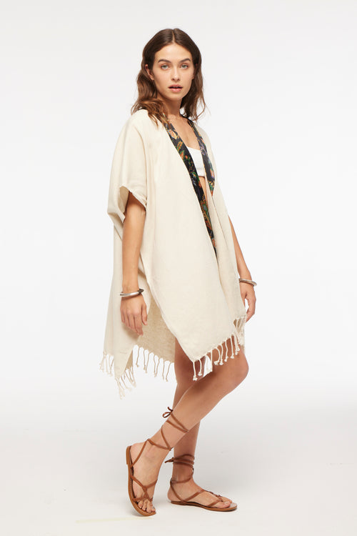 Elegant Kaftan Robe With Silk Bordure - Sun Surf