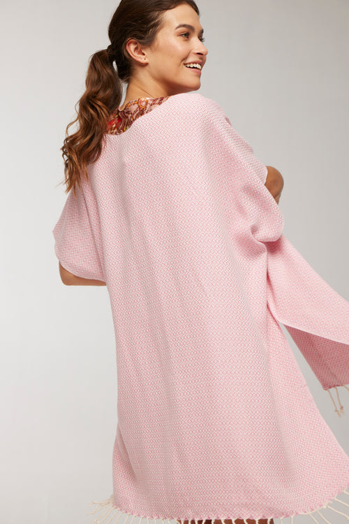 Elegant Kaftan Robe With Silk Bordure - Sakura