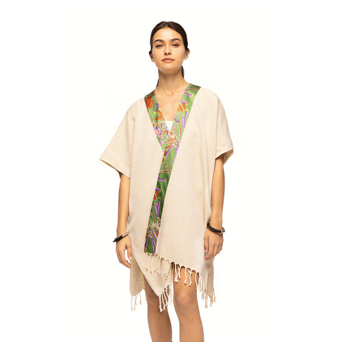 Elegant Kaftan Robe With Silk Bordure  - Maui