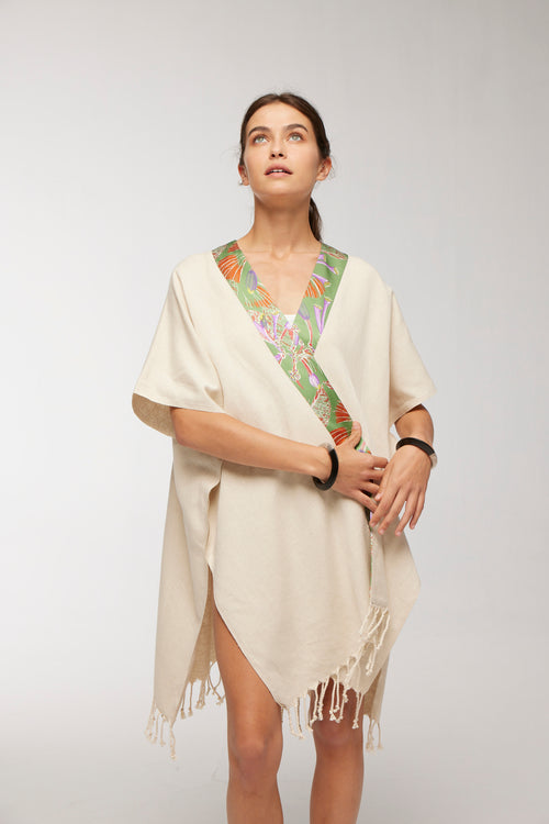 Elegant Kaftan Robe With Silk Bordure  - Maui