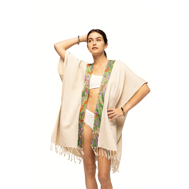 Elegant Kaftan Robe With Silk Bordure  - Maui