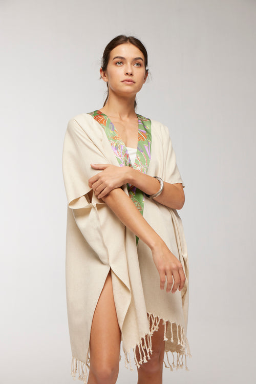 Elegant Kaftan Robe With Silk Bordure  - Maui