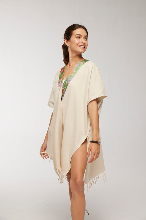 Elegant Kaftan Robe With Silk Bordure  - Maui