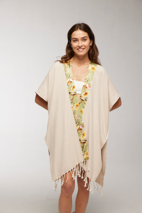 Elegant Kaftan Robe With Silk Bordure - Honey Orchid